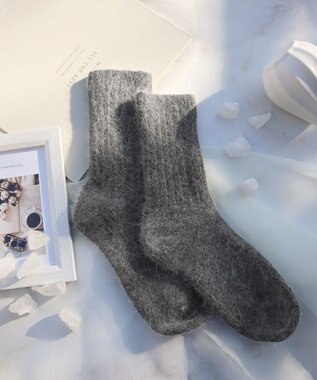 Tiaclasse アンゴラ混ウールソックス チャコールグレー
