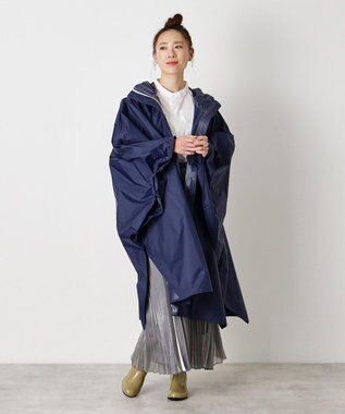 MOONBAT POLO RALPH LAUREN(ポロ ラルフローレン) ポロポニー ポケッタブル レインポンチョ レインコート 無地 フード 収納袋 ロゴ入 レディース ネイビーブルー