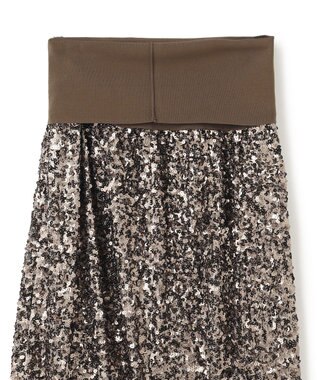 BEIGE， 【洗える】ALYSSUME / スパンコールストレッチニットスカート Khaki