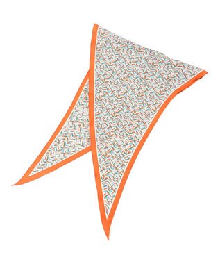 23区 ヘリンボーン プリント スカーフ オレンジプリント