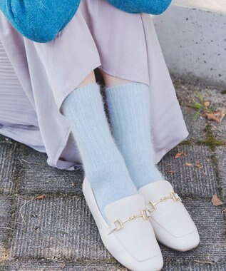 Tiaclasse アンゴラ混ウールソックス サックス