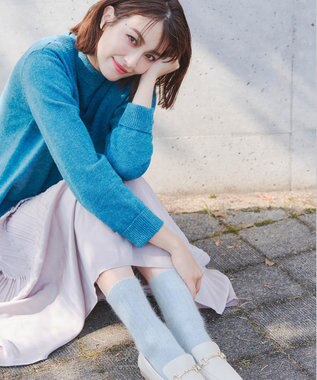 Tiaclasse アンゴラ混ウールソックス サックス