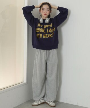 WEGO レタリングニットプルオーバー ネイビー