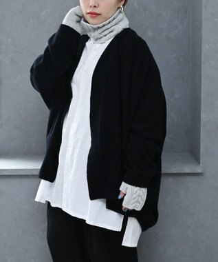 muuc 〈希少な素材〉〈高級15.5マイクロン長極細メリノウール100%〉〈ユニセックス〉ウルグアイウールのジャケットカーディガン ブラック