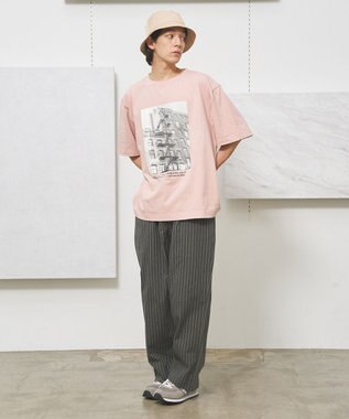J.PRESS YORK STREET 【UNISEX】フォトプリントTシャツ ”New Yourk street” ピンク系