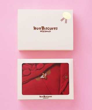 MIKI HOUSE HOT BISCUITS お耳付きボアフリース ダッフルマントギフトセット【BOX付き】 赤