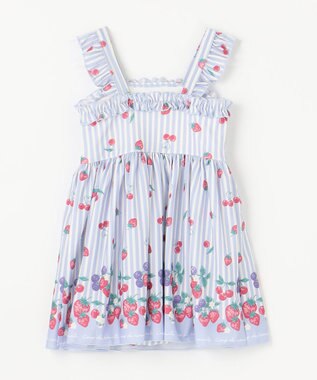 ANY KIDS ストライプ×フルーツ ワンピース 水着 サックスブルー系