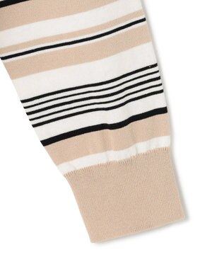 23区 【洗える】プレミアムビオコットン マルチボーダー カーディガン ブラックベース