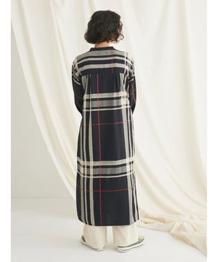 CRAFT STANDARD BOUTIQUE 先染めチェック（大）バンドカラー袖ＲＩＢ　ＯＰ Black