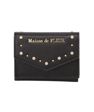 Maison de FLEUR ビジュースタッズプチウォレット Black