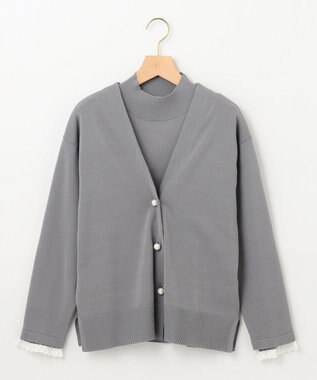 組曲 【2SET・WEB限定】パールボタン配色フリルツイン セット ライトグレー系