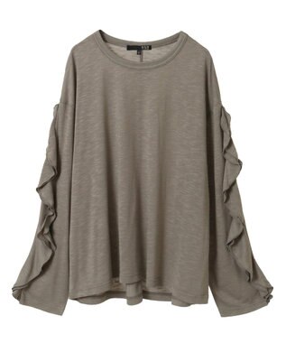 Green Parks ・ＳＵＧＡＲ　ＳＰＯＯＮ　ラッフルスリーブロンＴＥＥ Gray Beige