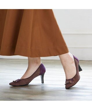 Riz raffinee <Riz raffinee>スクエアトゥメタルバックルパンプス ブラウンコンビ