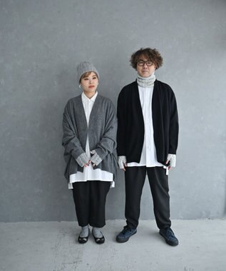 muuc 〈希少な素材〉〈高級15.5マイクロン長極細メリノウール100%〉〈ユニセックス〉ウルグアイウールのジャケットカーディガン グレー