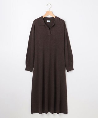 組曲 【加藤ローサさん着用】スキッパーニット ワンピース ダークブラウン系