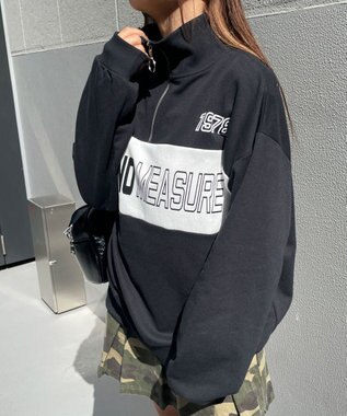 WEGO グラフィックハーフジップビッグスウェット ブラック