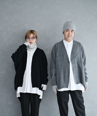 muuc 〈希少な素材〉〈高級15.5マイクロン長極細メリノウール100%〉〈ユニセックス〉ウルグアイウールのジャケットカーディガン グレー