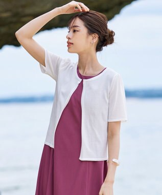 Tiaclasse L 【新色追加・洗える・UVケア・接触冷感】サマーニット半袖カーディガン オフホワイト