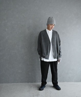 muuc 〈希少な素材〉〈高級15.5マイクロン長極細メリノウール100%〉〈ユニセックス〉ウルグアイウールのジャケットカーディガン グレー