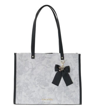 Maison de FLEUR フラワーガーデンプリントスクエアトート Black