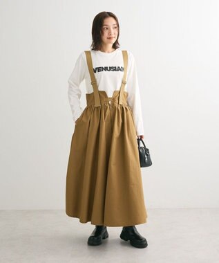 Green Parks ・ＤＯＵＢＬＥ　ＦＬＡＧＳサスペンダーミリタリースカート Beige