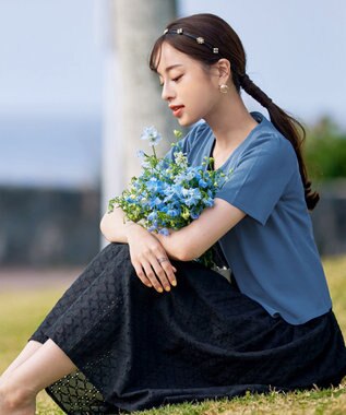 Tiaclasse L 【新色追加・洗える・UVケア・接触冷感】サマーニット半袖カーディガン ライトブルー