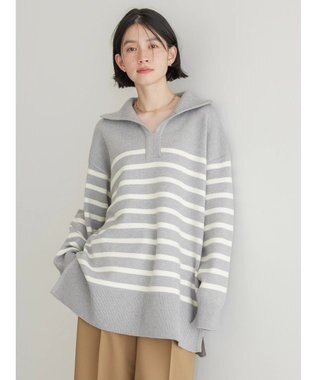 AMERICAN HOLIC バイパチ衿付きニットチュニック Light Gray Mixture