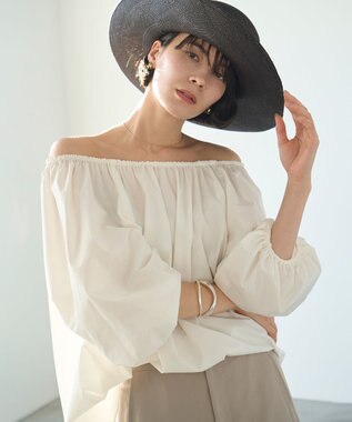 UNFILO FINE MOVE 2WAYギャザーブラウス オフ