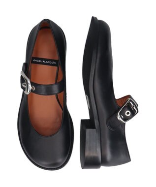 INTER-CHAUSSURES 【ANGEL ALARCON】オブリークトウストラップシューズ ブラック