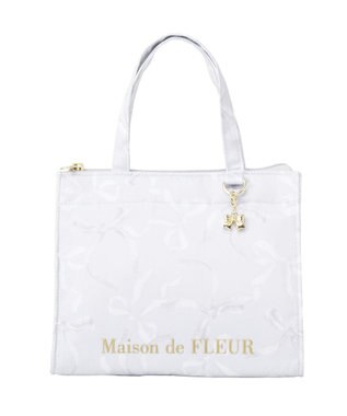 Maison de FLEUR 【保冷機能付き】リボン柄保冷バッグ Blue
