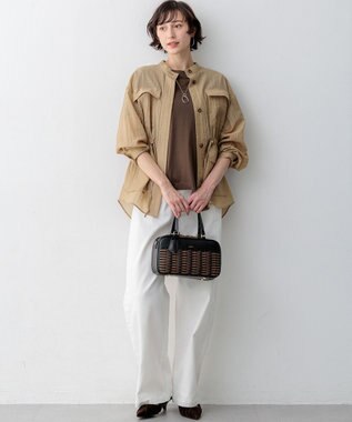23区 【先行予約】リネンミックスシアースラブ ミリタリージャケット ベージュ系