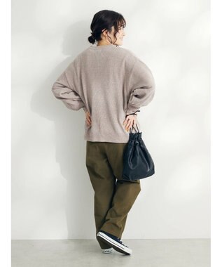 CRAFT STANDARD BOUTIQUE 洗えるコードモールクルーネックカーデイガン Gray Beige