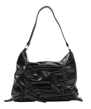 WEGO ギャザーリボンハーフムーンバッグ ブラック