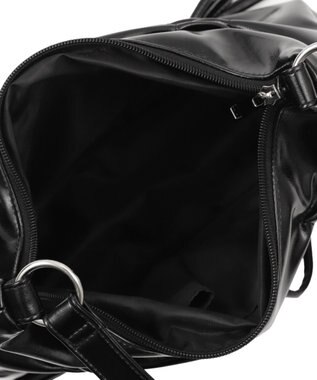 WEGO ギャザーリボンハーフムーンバッグ ブラック