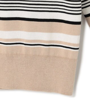 23区 【洗える】プレミアムビオコットン マルチボーダー カーディガン ブラックベース