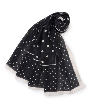 23区 manipuri ジオメドット コットンシルク ストール ブラック系