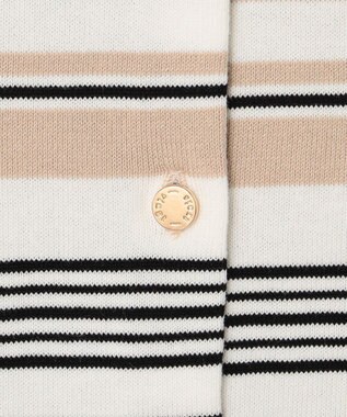 23区 【洗える】プレミアムビオコットン マルチボーダー カーディガン ブラックベース