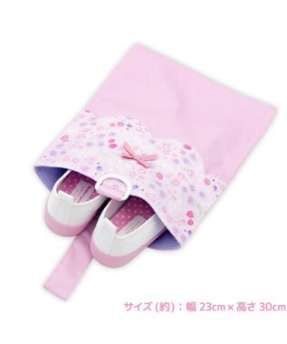 Mother garden マザーガーデン 野いちご 学童布バッグ ＆ 巾着4点セット《小花いちご柄》 小花いちご柄