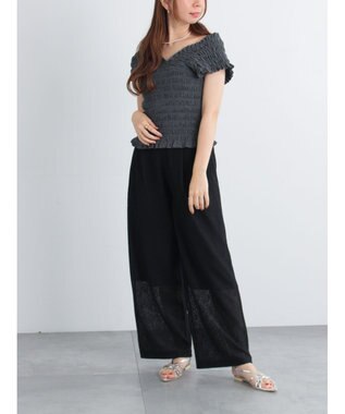 Te chichi クレープメッシュストレートパンツ（セットアップ可） ブラック