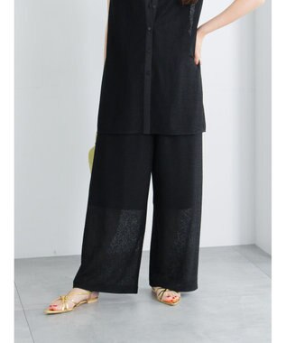 Te chichi クレープメッシュストレートパンツ（セットアップ可） ブラック
