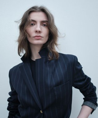 BEIGE， 【セットアップ対応】GEORGE / ウールストライプ テーラードジャケット Navy Stripes
