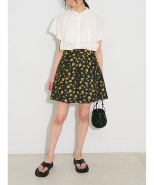 Green Parks タック入りジャガードキュロットパンツ Flower