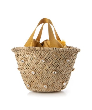 UNBILLION kakatoo ビジュー付きカゴバッグ イエロー