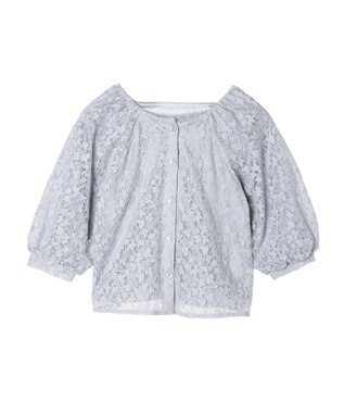 earth music&ecology フラワーレースブラウス Blue
