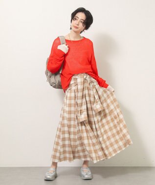 Green Parks イージーケアチェックボリュームスカート Beige