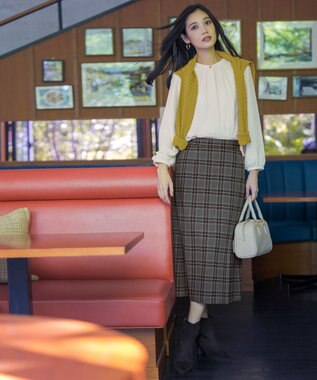 ANY SIS L 【裏起毛】エニポカ バンドカラー ブラウス アイボリー