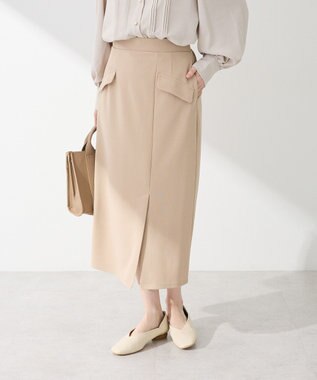 Green Parks きれいシルエット　フラップ付きナロースカート Beige