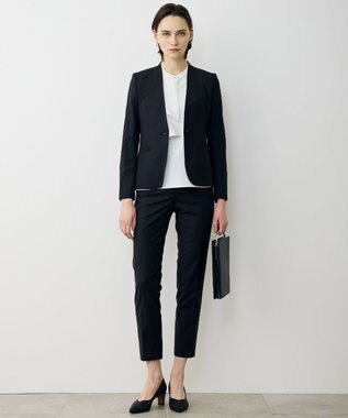 ICB L ストレッチジョーゼット ラッフルディテールブラウス オフホワイト