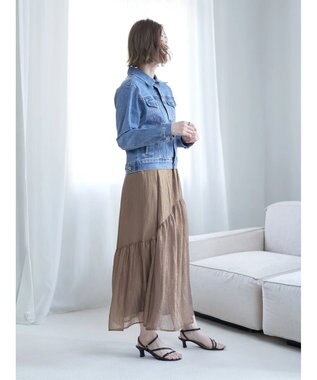 YECCA VECCA 箔プリントシアーギャザースカート Brown