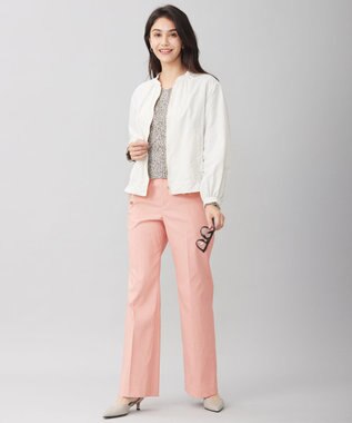 自由区 【接触冷感・UVカット・吸水速乾・洗える】シェルタリングオックスストレート パンツ ピンク